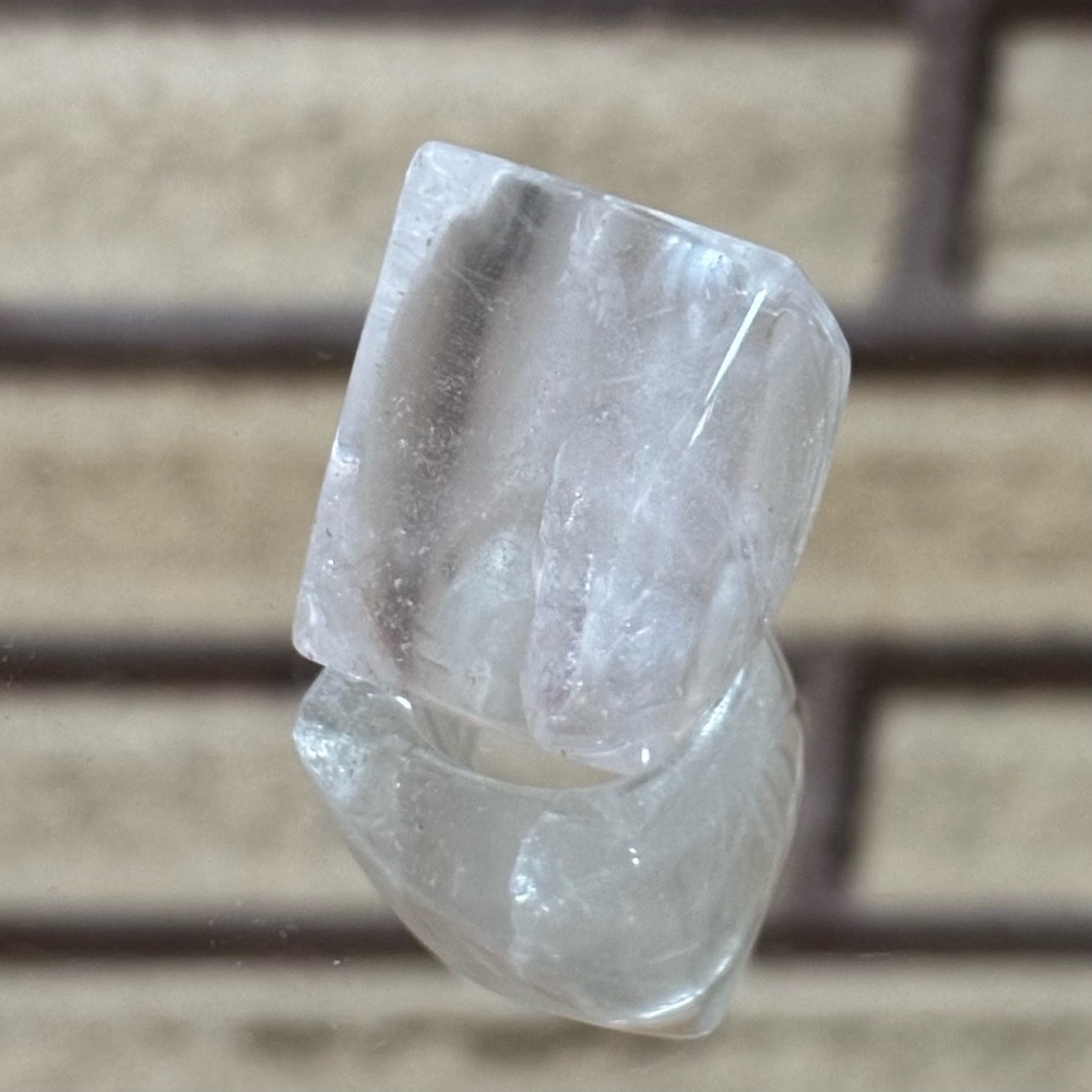 Clear Quartz Cube Ring - Pinkie Ring - XS - Size 4? - NEW - Statement Ring